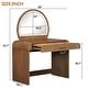 preview thumbnail 18 of 22, 39" Makeup Vanity Desk Bedroom Dressing Table with Curved Touch LED Light Makeup Mirror