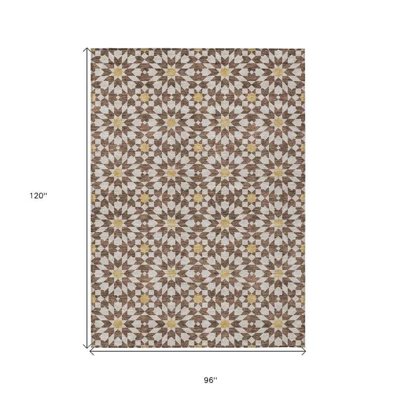 HomeRoots Floral Medallion Transitional Rectangle Outdoor Rug