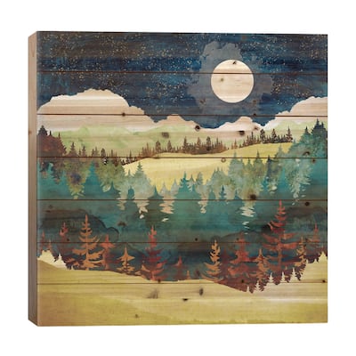 Autumn Moon Print On Wood by SpaceFrog Designs - Multi-Color