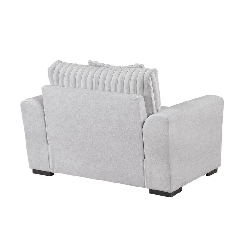 Zian Armchair w Pillow, Foam Cushions, Light Gray Microfiber and Corduroy