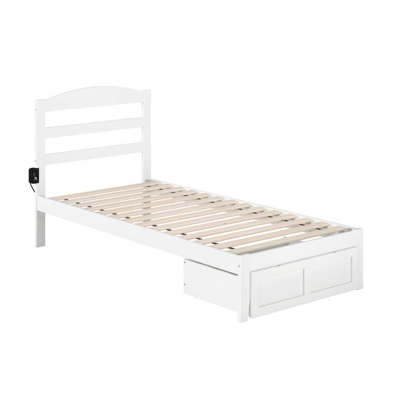 AFI Warren Platform Bed with Foot Drawer and Charging Station