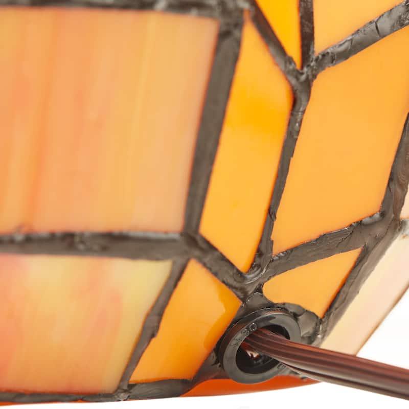 9" H Patch the Pumpkin Stained Glass Accent Lamp - 8.25"L x 8.25"W x 9"H
