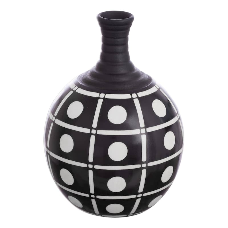 Novica Handmade Chulucanas Squares Ceramic Decorative Vase
