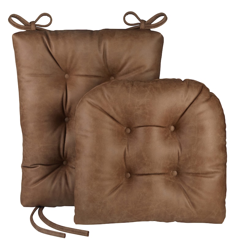 Gripper Jumbo Distressed Faux Leather Rocking Chair Cushion Set