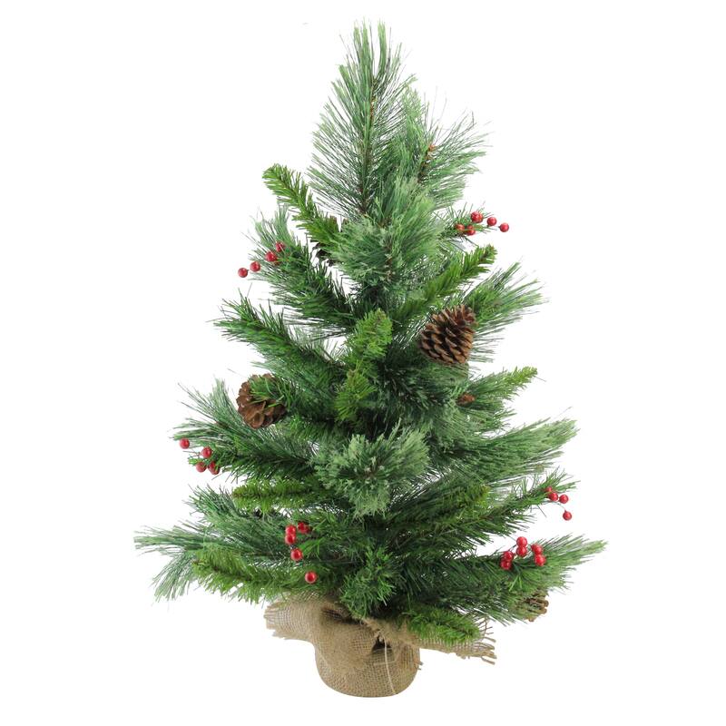 Mixed Cashmere Berry Pine Medium Artificial Christmas Tree - 24" - Unlit - 2 Foot