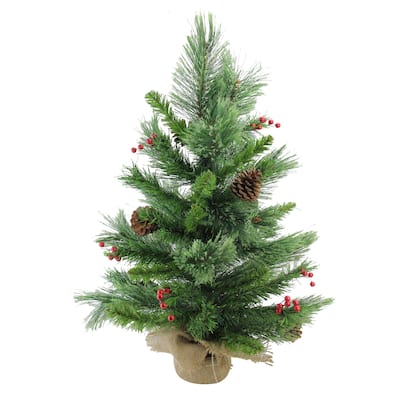 Mixed Cashmere Berry Pine Medium Artificial Christmas Tree - 24" - Unlit - 2 Foot