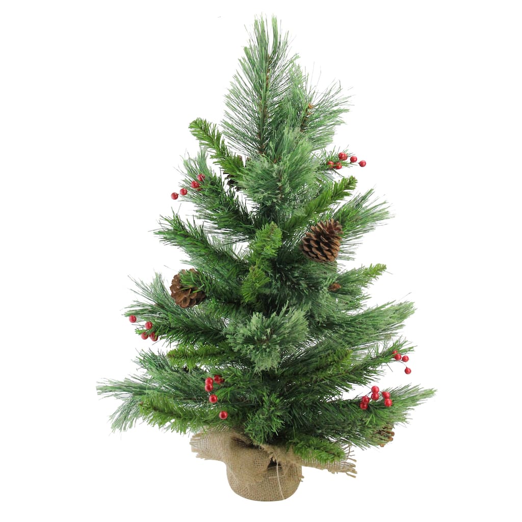 Mixed Cashmere Berry Pine Medium Artificial Christmas Tree - 24" - Unlit - 2 Foot
