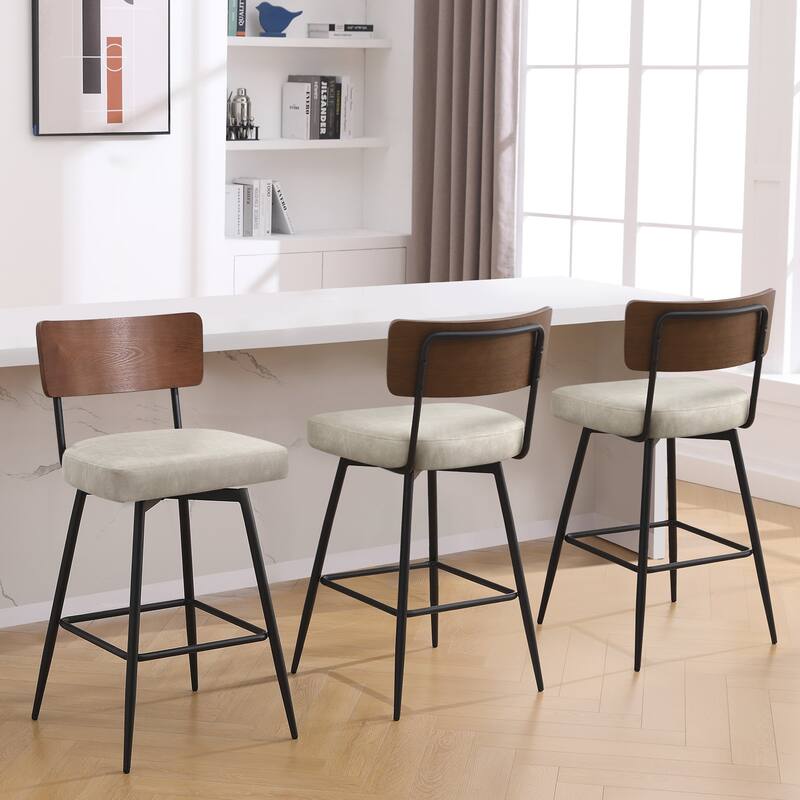 26"/ 29" Faux Leather Swivel Counter/ Bar Stools Set of 2/3