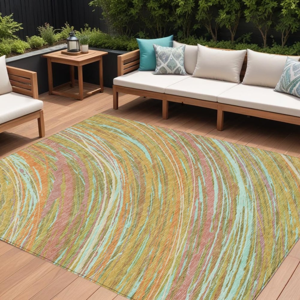 HomeRoots Abstract Transitional Rectangle Outdoor Rug