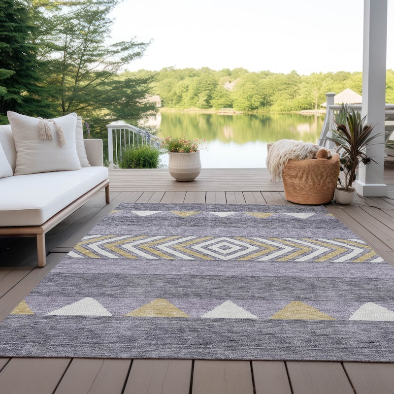 Machine Washable Indoor/ Outdoor Global Boho Chantille Rug