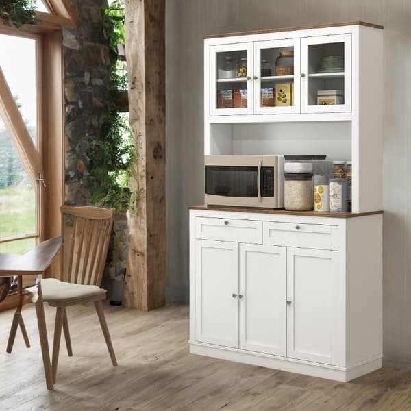 Stylish Kitchen Cabinet with Adjustable Shelves & Five Doors - Perfect for Microwave, Storage, and Modern Decor - Bed Bath & Beyond