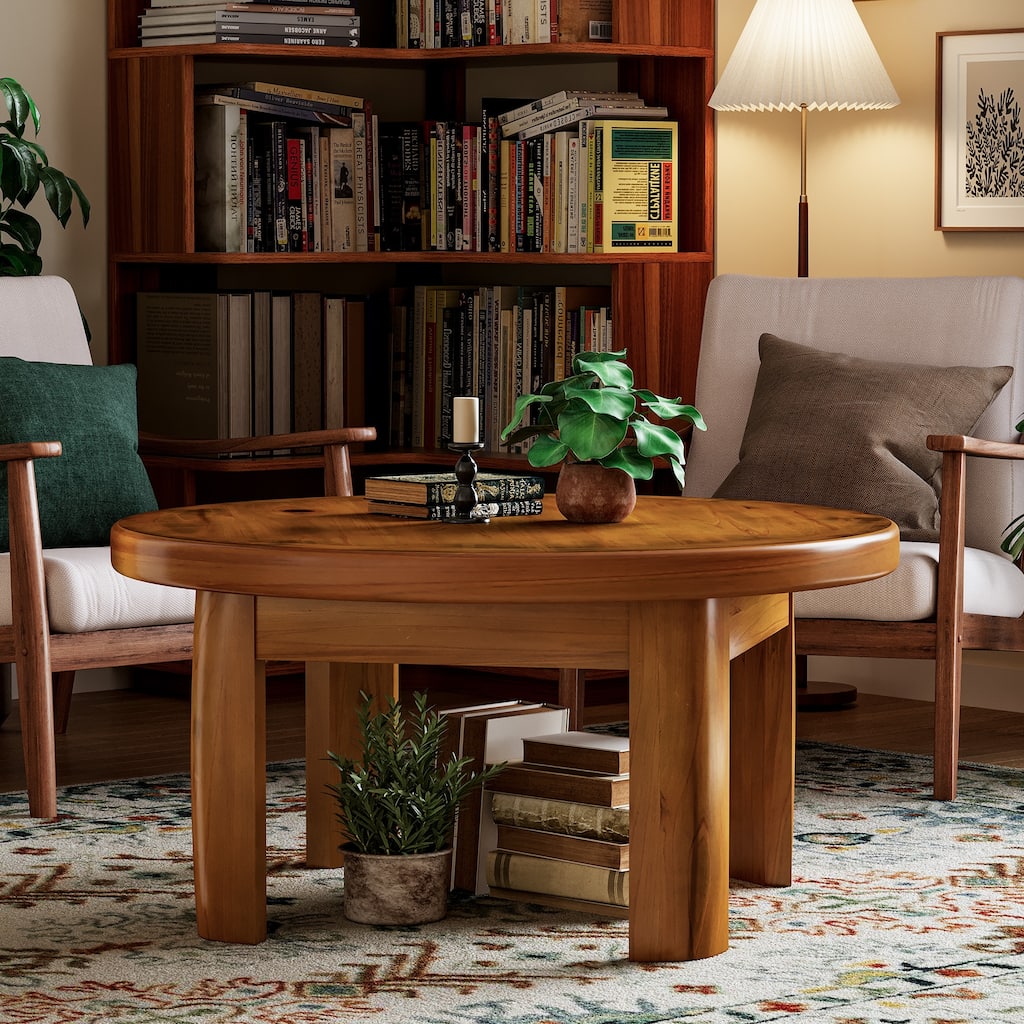Solid Wood Round Coffee Tables for Living Room