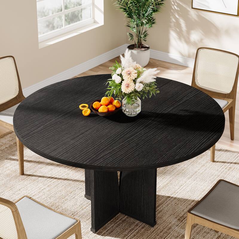 Wooden Large Dining Table, Round Kitchen Table for Dining/Living Room