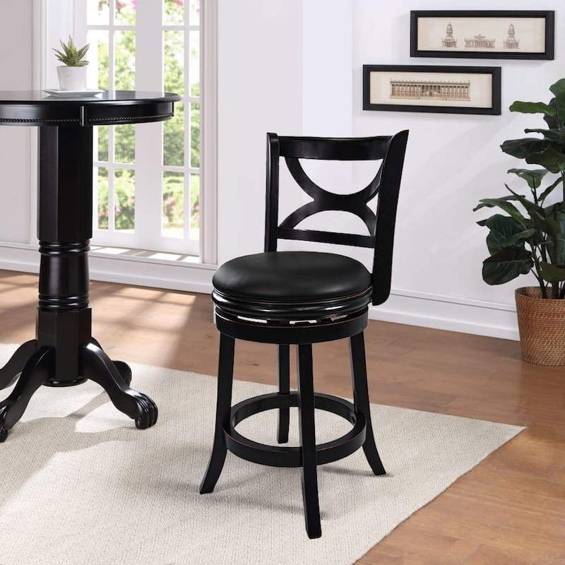 Florence Solid Hardwood Black 24-inch Plush-seat Swivel Stool - Black