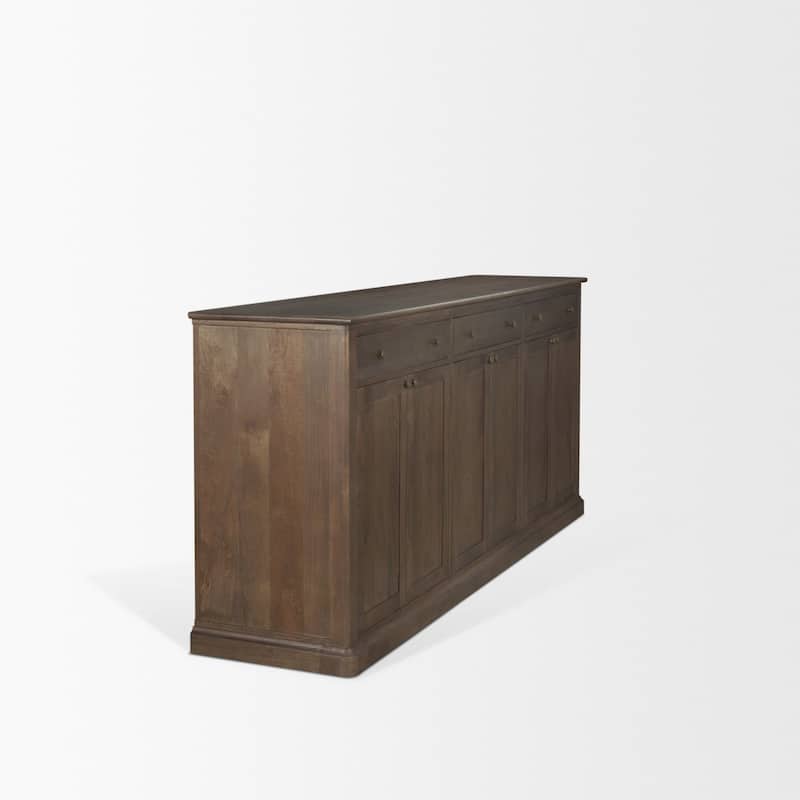 Baron Brown Solid Wood w/ Antiqued Aged Brass Knobs 3-Drawer 6-Door Sideboard