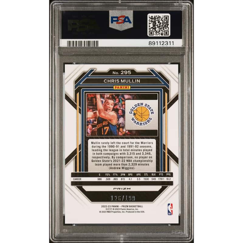 Chris Mullin 2022 Panini Blue Prizm Signed Basketball Card #295 Auto PSA - 8'6" x 11'6"