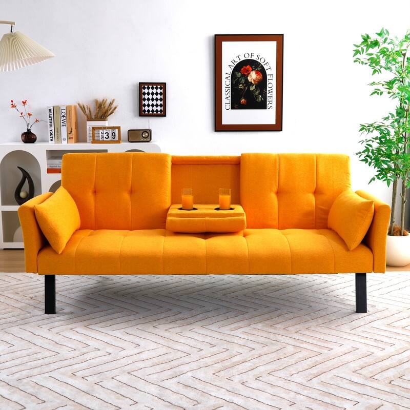 70" Cotton And Linen Cushion Sofa