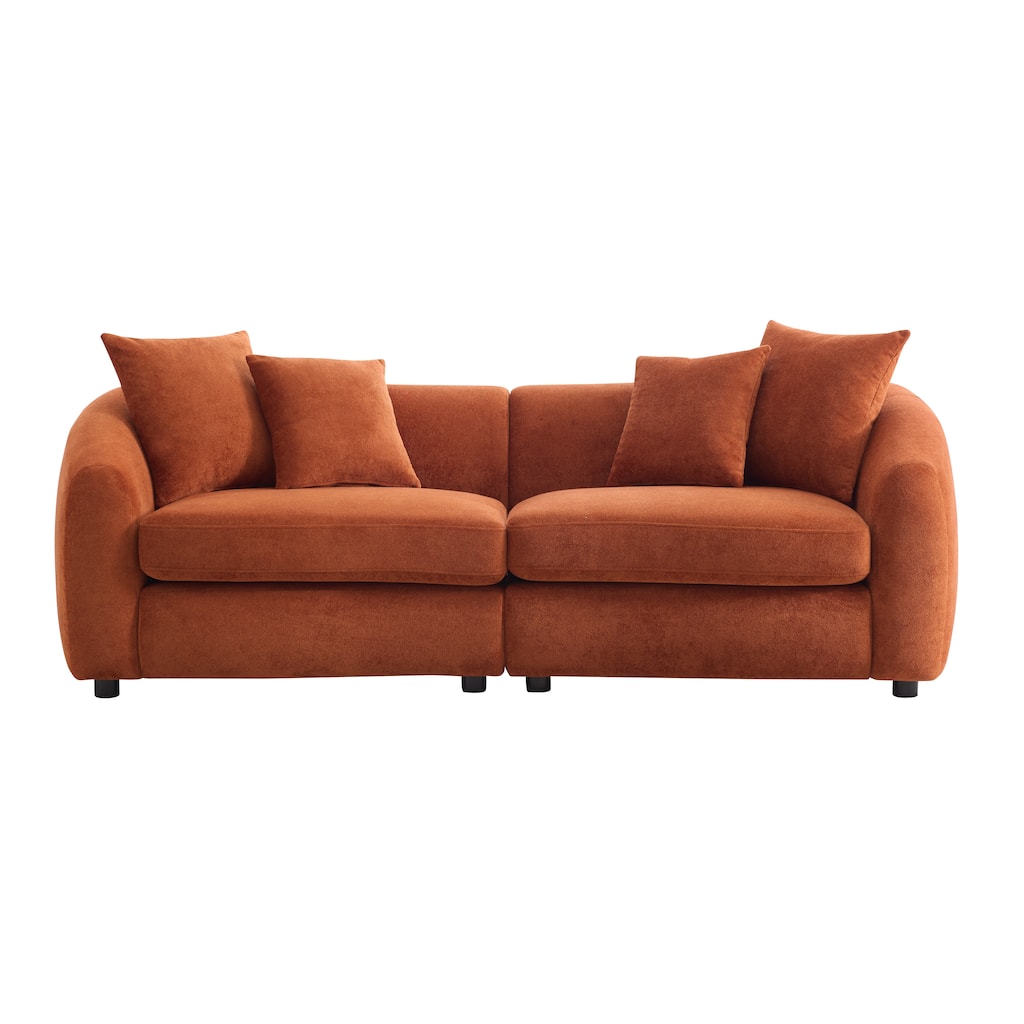 Christopher Knight Home - Modern Upholstered Velvet Curved 3-Seater Sofa with Plush Cushions