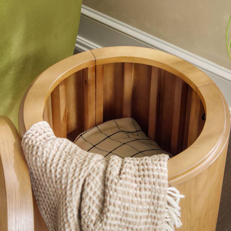 Walker Edison Modern Easy Assembly Oak Veneer Side Table with Storage