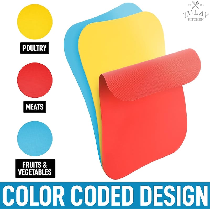 Zulay Kitchen Extra Thick Flexible Cutting Board Mats for Kitchen