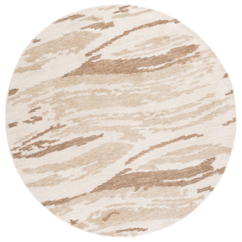 SAFAVIEH Handmade Harvest Altunay Wool Rug - 6' Round - Ivory/Beige