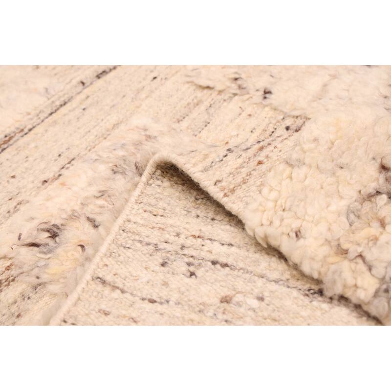 ECARPETGALLERY Hand-knotted Tangier Cream Wool Rug - 5'1 x 8'0