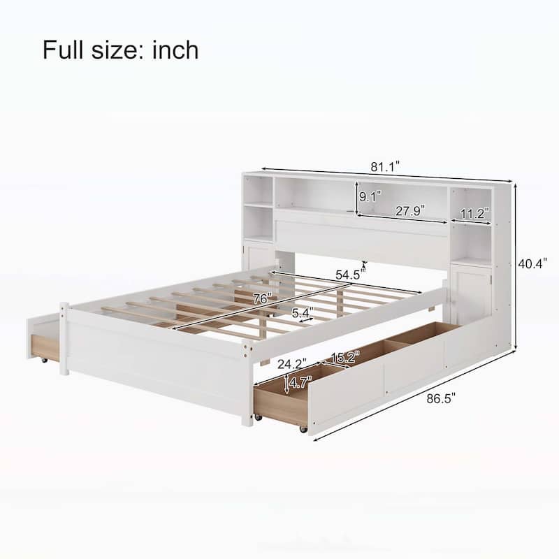 Versatile Wooden Storage Bed with Advanced Design for All Ages