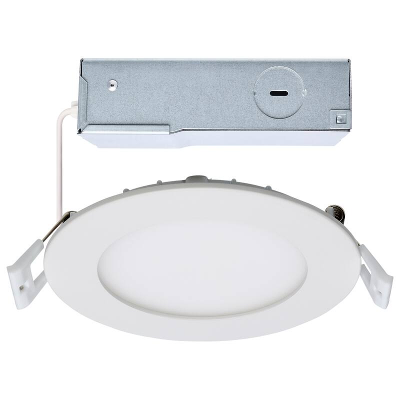 10 Watt LED Direct Wire Downlight Edge-lit 4-Inch CCT Selectable Round Remote Driver - White