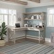 preview thumbnail 19 of 70, Key West 60W L Shaped Desk with Hutch by Bush Furniture Washed Gray