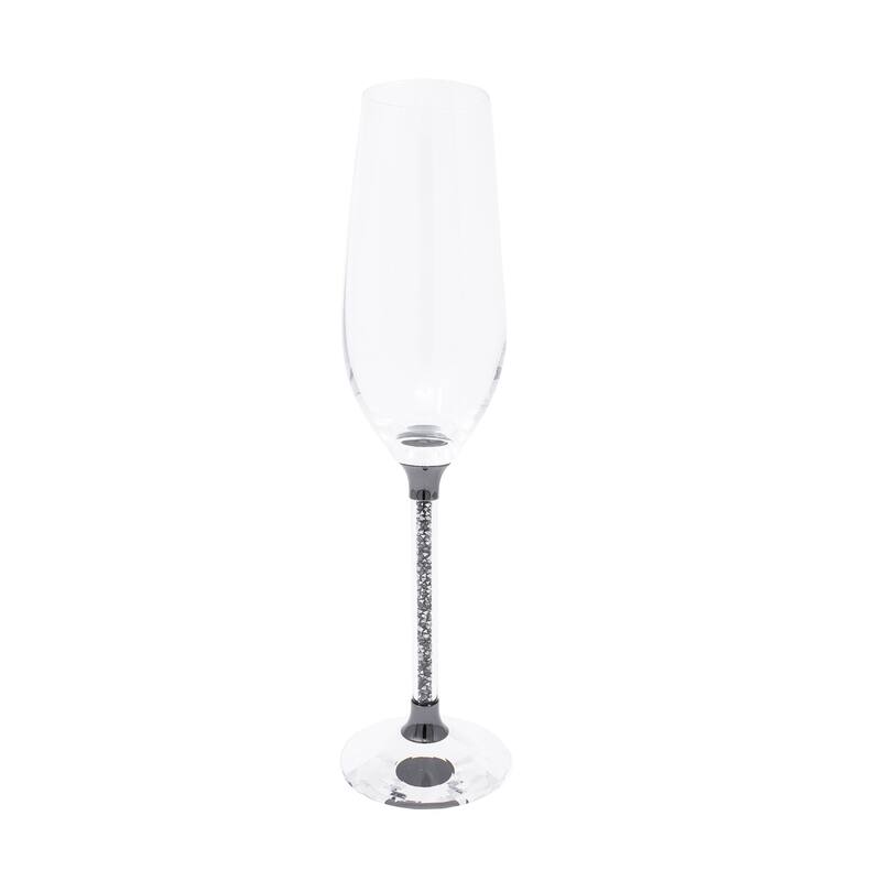 Sparkles Home Vetrina Stem Crystal Toasting Flute - Charcoal - 6 Piece