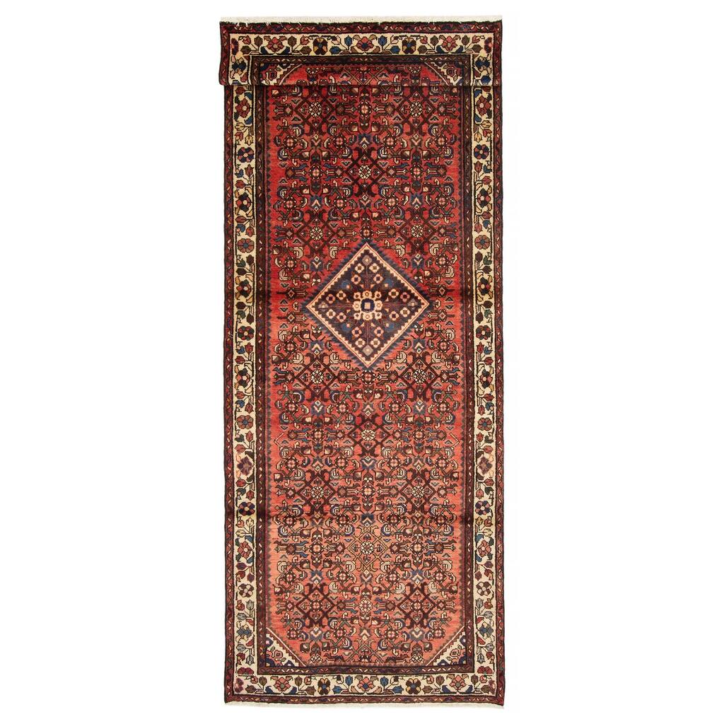 ECARPETGALLERY Hand-knotted Andelz Red Wool Rug - 4'3 x 10'2