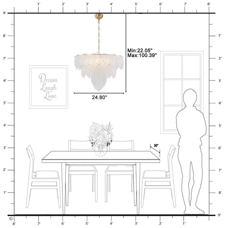 Luxury Gold Chandelier with Double-Tier Clear Glass Leaves