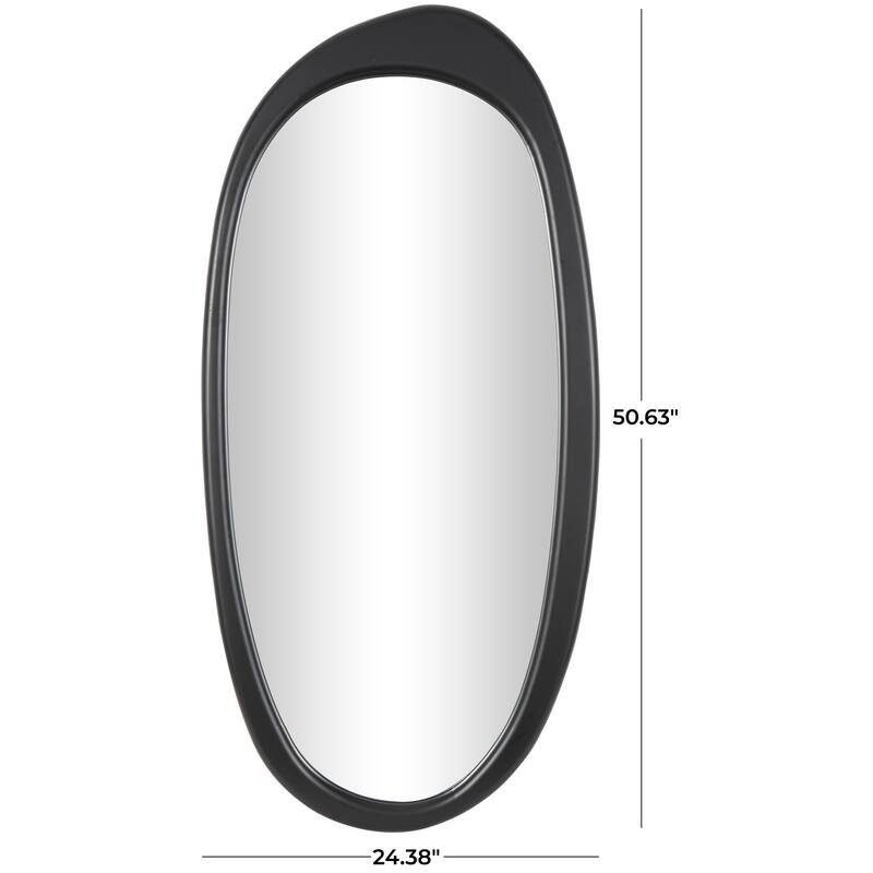 Black Wooden Oval Abstract Room Wall Mirror