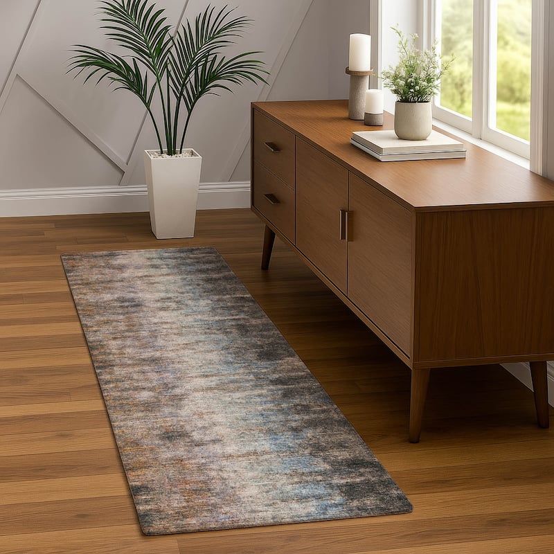 Machine Washable Indoor/ Outdoor Contemporary Ombre Chantille Rug