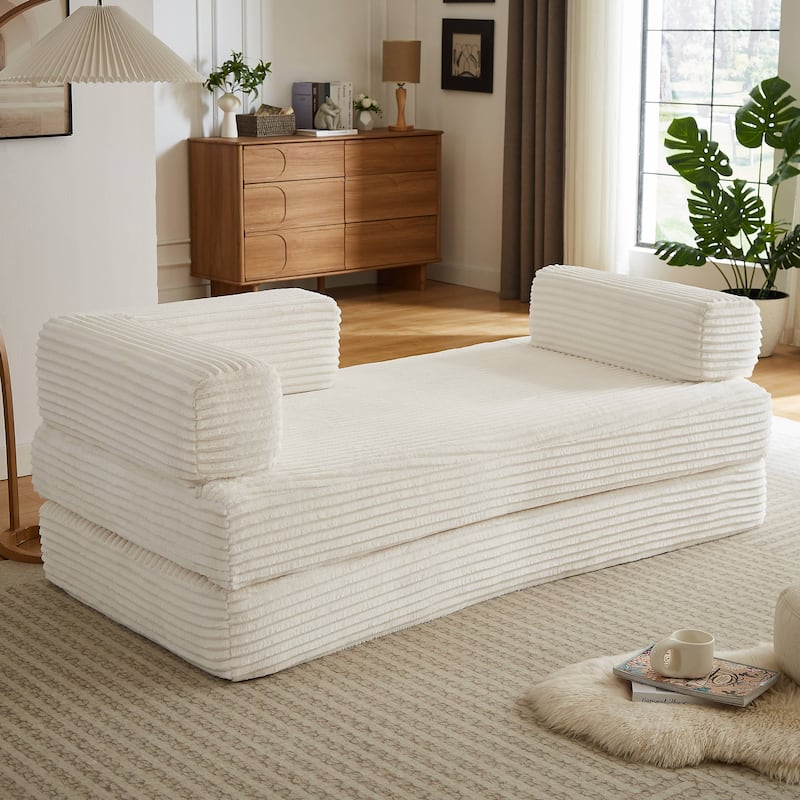 Rossetta Modern Modular Classic Color Scheme Corduroy Fabric Boneless Loveseat Sofa, No Assembly