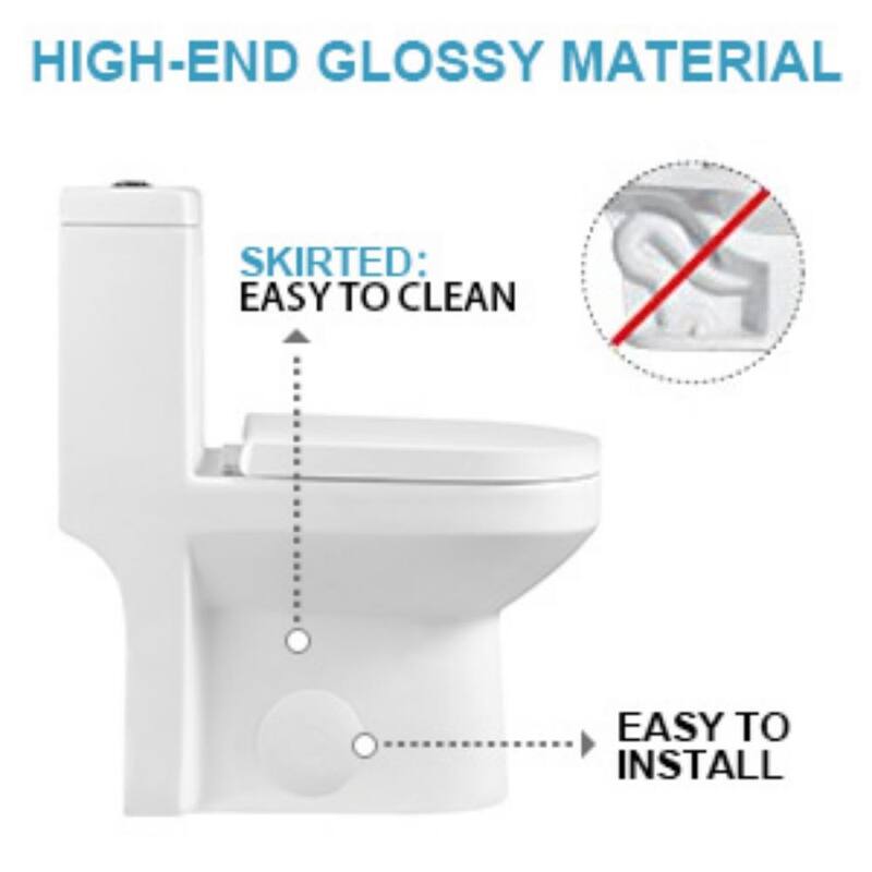 HOROW One-piece 0.8/1.28 GPF Dual Flush Round Toilet in White with Durable UF Seat Included