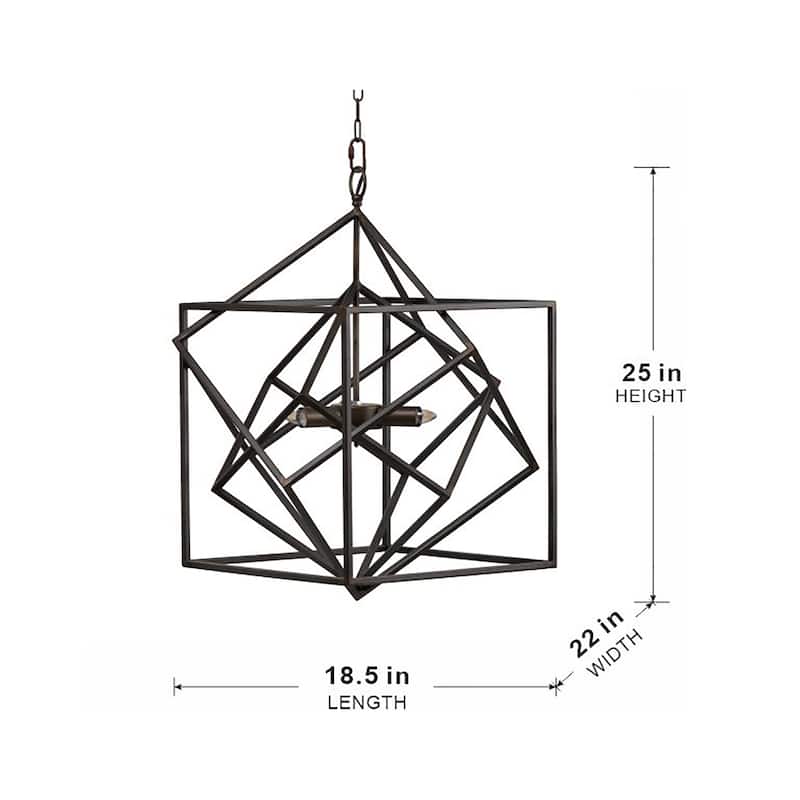3 - Light Metal Chandelier, Hanging Light Fixture with Adjustable Chain for Kitchen Dining Room, Bulb Not Included