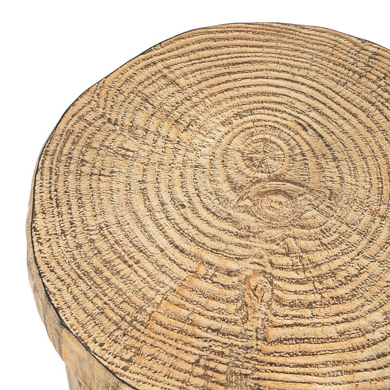 Christopher Knight Home - Terra Rustic Tree-Stump Lightweight Concrete Side Table in Natural Wood Grain - 17"W x 17"D x 14.6"H