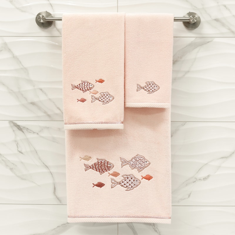 Authentic Hotel and Spa Turkish Cotton Figi 2PC Embellished Hand Towel Set