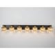 preview thumbnail 3 of 9, 6/7 Light Bathroom Vanity Light Wall Sconce with Crystal Shade 51.2" - Black & Gold