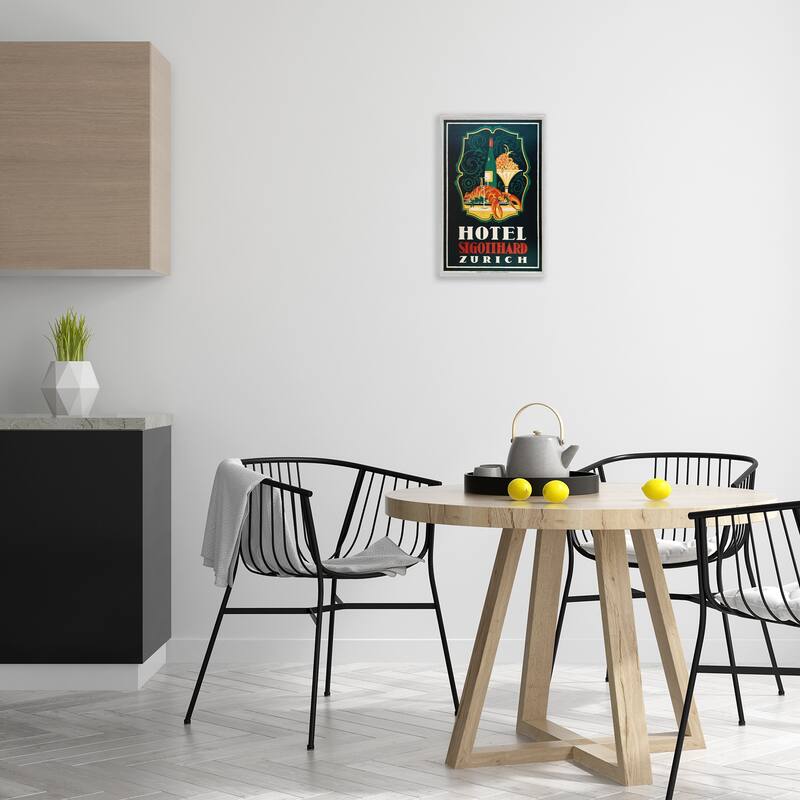 Stupell Vintage Hotel Zurich with Lobster Framed Giclee Art Design By Marcus Jules