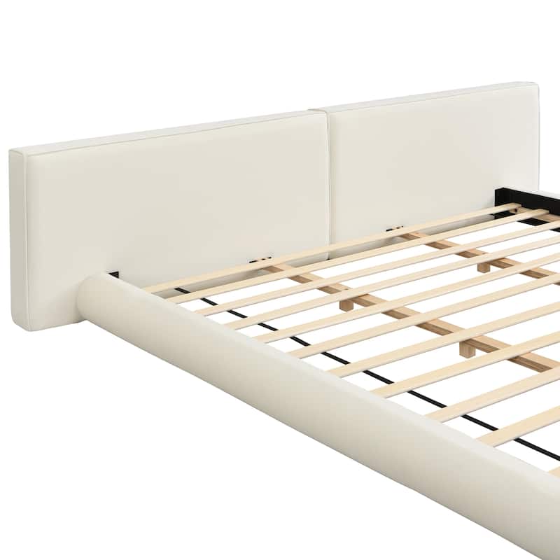 Christopher Knight Home - Lunara Modern Upholstered Floor-Hugging Platform Bed with Rounded Edges