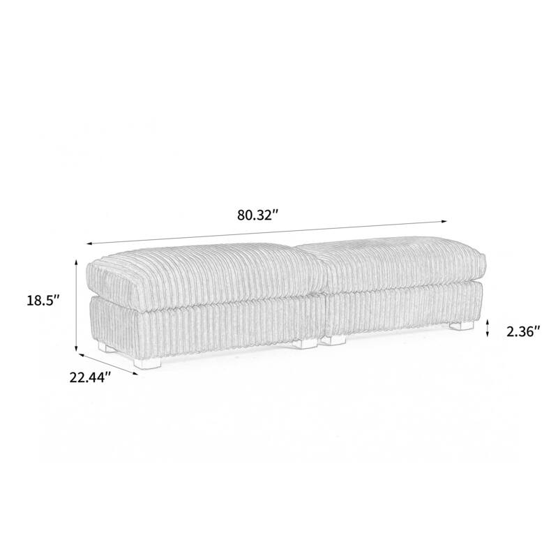 40" Oversized Plush Flannel Upholstered Ottoman Footstool Set of 2