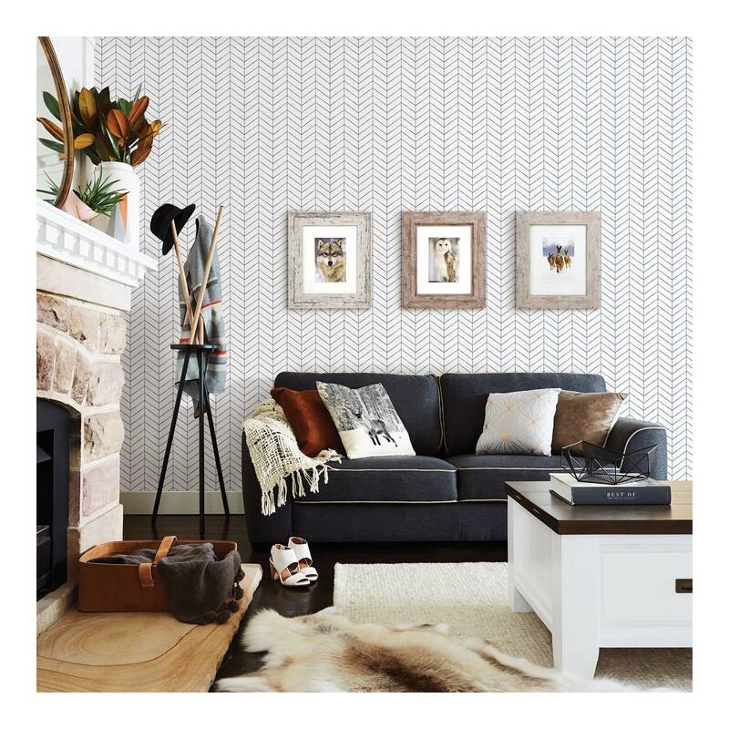 Chesapeake Bison Navy Herringbone Wallpaper - 20.5 x 396 x 0.025