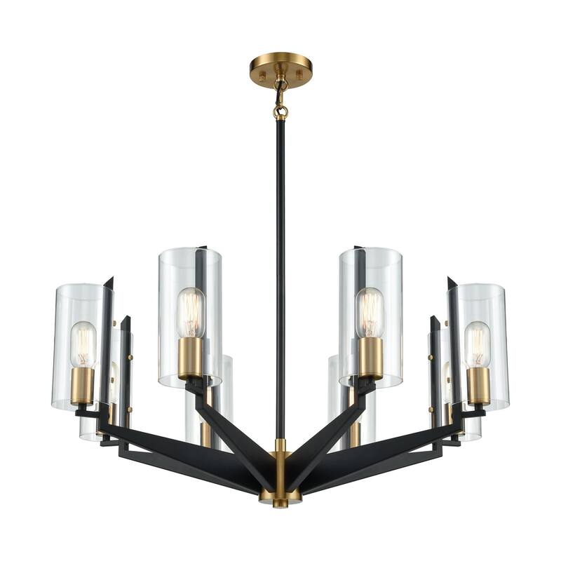 Elk Home Blakeslee Matte Black With Clear Glass 8 Light Chandelier