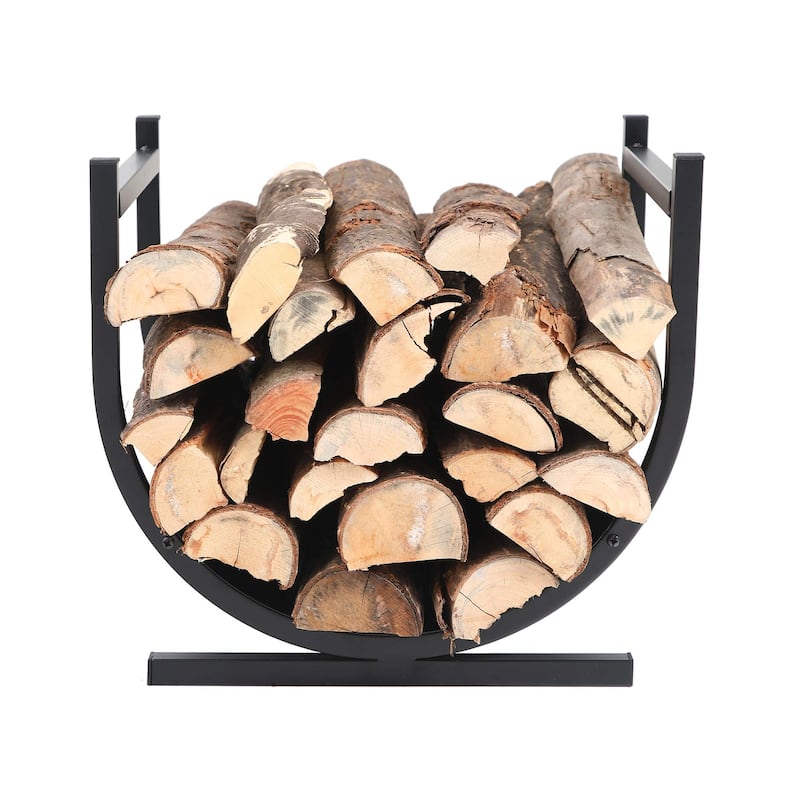 PHI VILLA 17 Inches Small Decorative Indoor/Outdoor Firewood Log Rack