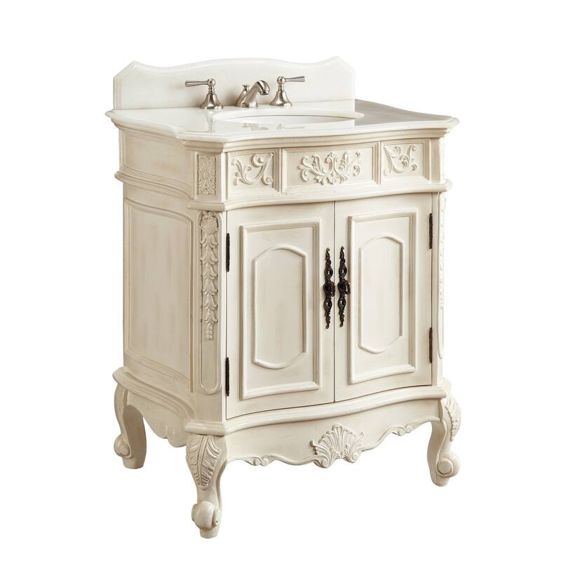 30" Old Timer Classic Ellenton Bathroom Sink Vanity & Mirror Set - White - White - Painted - Single Vanities