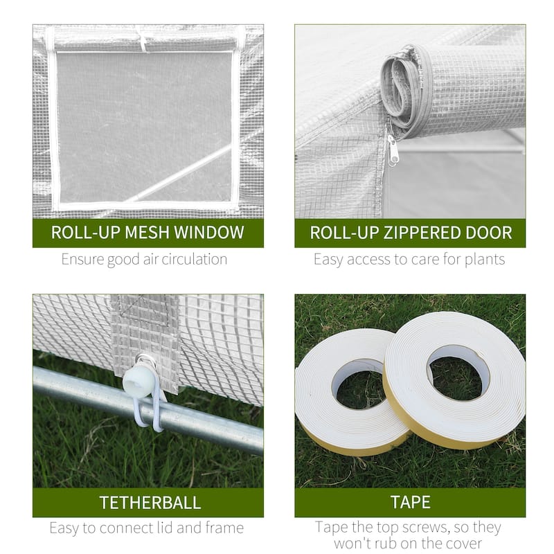 Outsunny 20' x 10' x 7' Walk-In Greenhouse, Outdoor Gardening Canopy Hot House with 8 Roll-up Windows