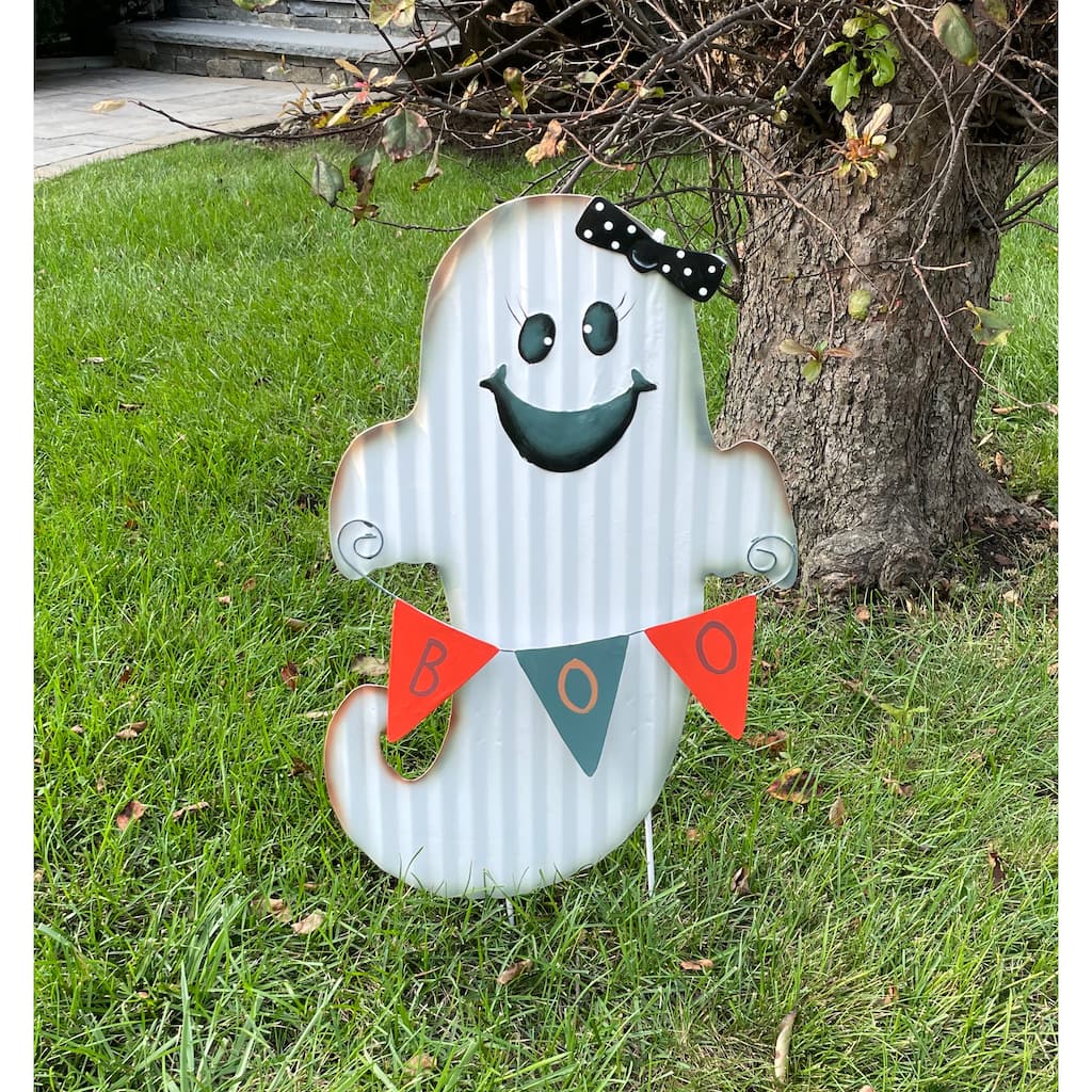 28" Metal Ghost Stick w/ Boo Sign