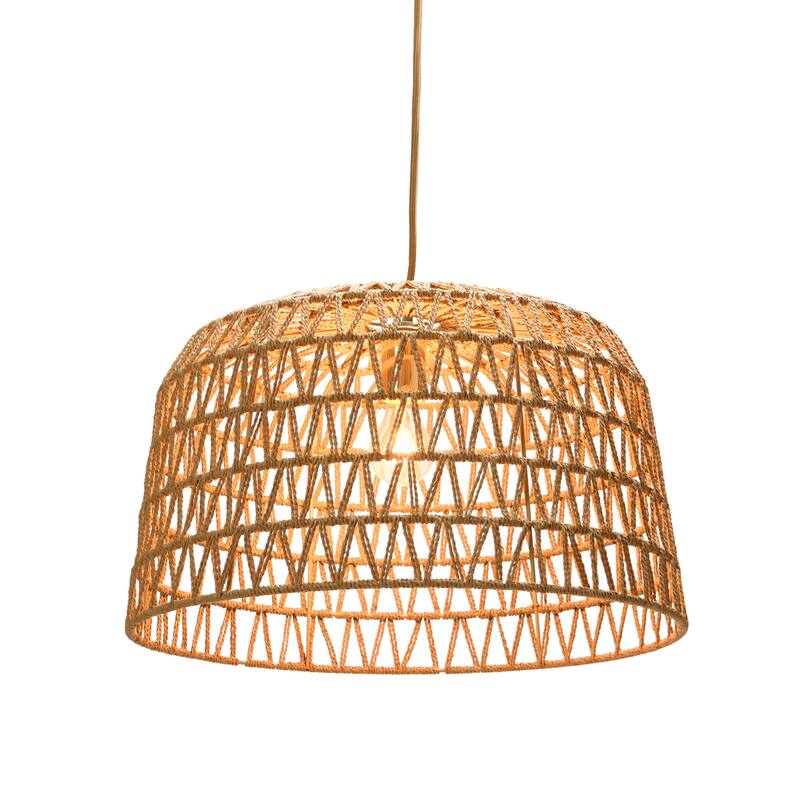 Open Weave Metal and Paper Rope Ceiling Light